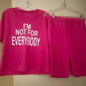 Pink Graphic Tee and Shorts Set